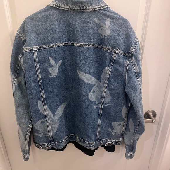 Pre-owned Playboy Bunny Logo Demin Blue Jacket & A XL Rolling Stone T-Shirt - Picture 10 of 16